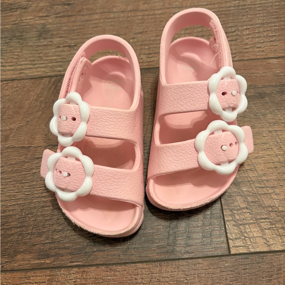 Charming Pink Kids Sandals with Floral Design